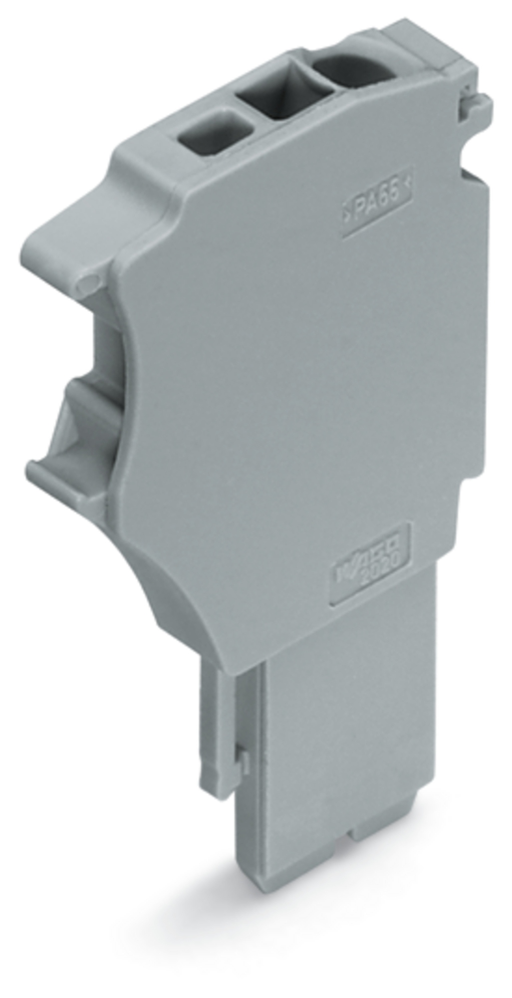 Start module for 1-conductor female connector; Push-in CAGE CLAMP; 1.5 mm; Pin spacing 3.5 mm; 1-pole; with integrated end plate; 1,50 mm; gray