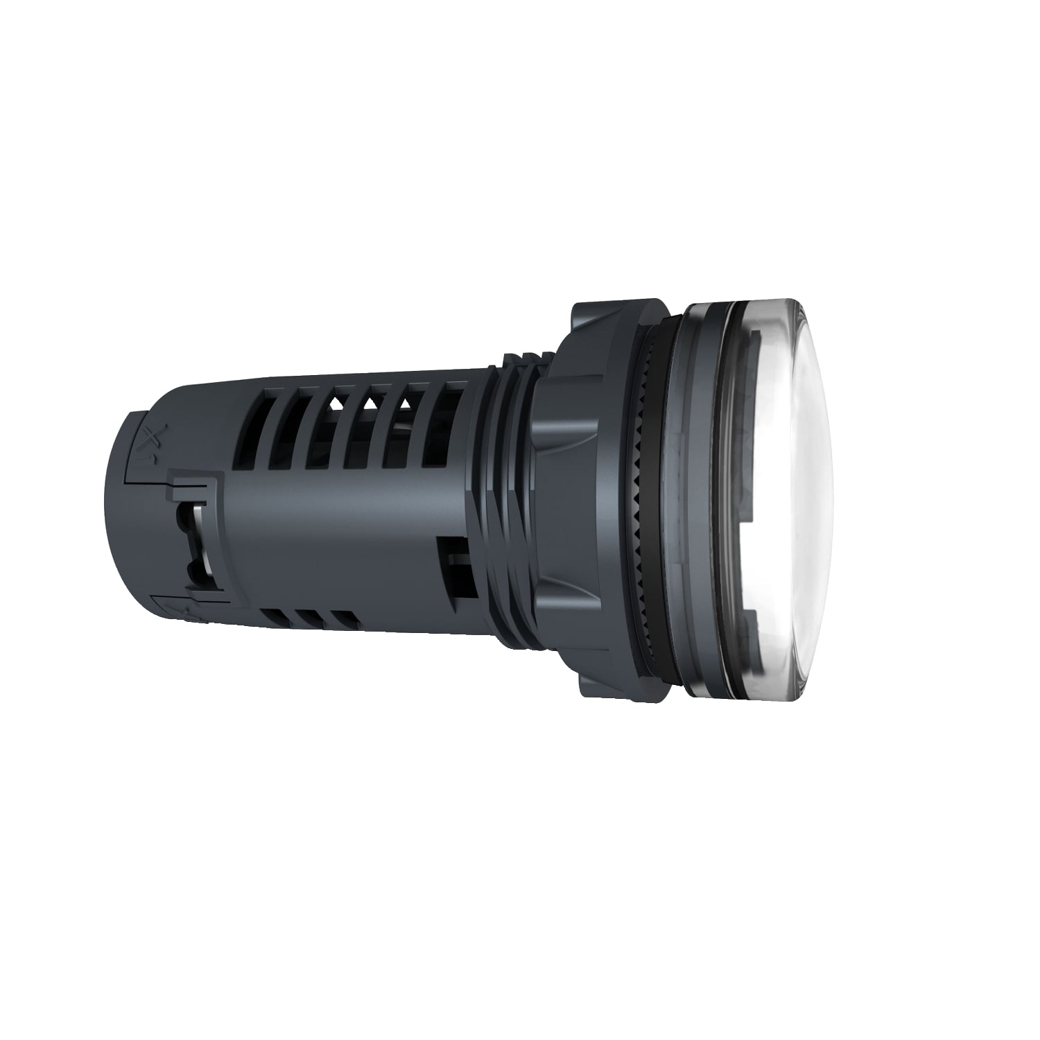 Monolithic pilot light, Harmony XB5, grey plastic, white, 22mm, universal LED, plain lens, 230...240V AC
