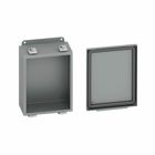 Eaton B-Line series JIC panel enclosure, 8" height, 3.5" length, 6" width, NEMA 4, Screw cover, 4LC enclosure, Wall mount, Small single door, External mounting feet, Carbon steel, Seamless poured in-place gasket
