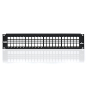 48- Port 2RU Quickport Shielded Flat Patch Panel, 19" Rack Mountable, Cable Management Bar Included, Black