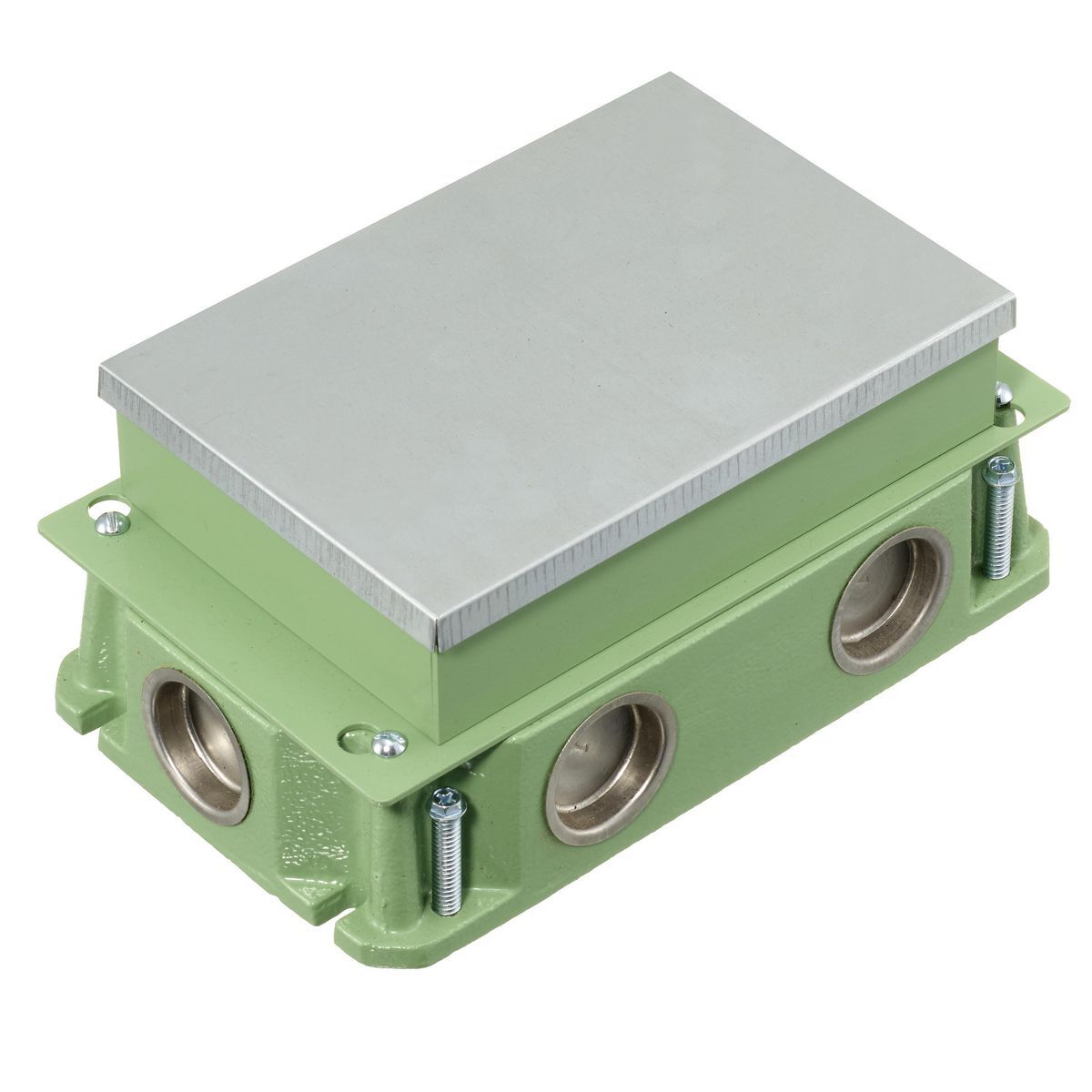 Flush Concrete Floorboxes Series, Deep Cast Iron Box, Rectangular, 2-Gang, 3.50" Minimum Depth of Pour, Corrosion Resistant Paint