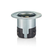 50 Amp, 125 Volt, Non-NEMA, 2P, 3W, Black & White Locking Flanged Inlet, California-Style, Industrial Grade, Grounding - Gray Metal