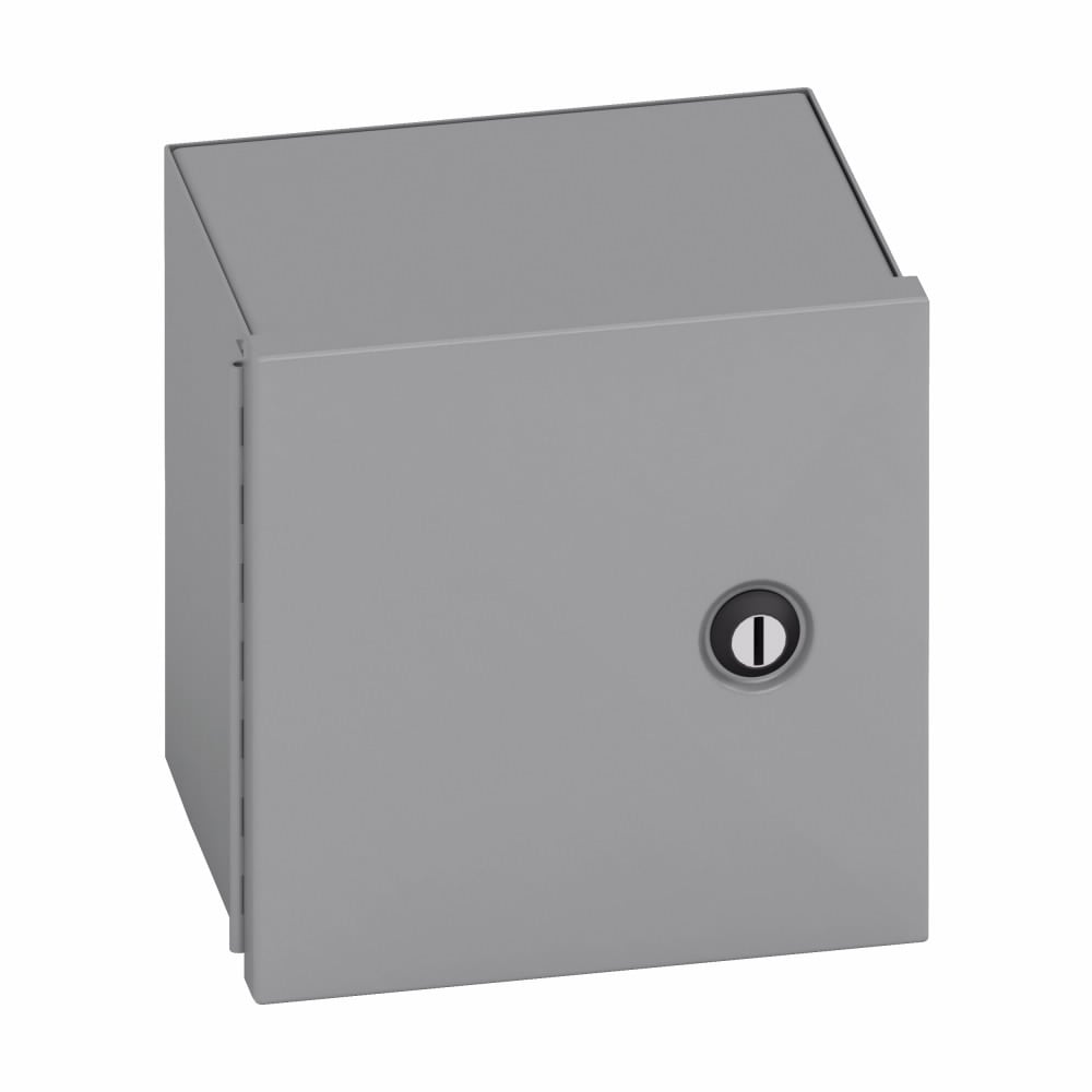 Eaton B-Line series Type 1 panel enclosures, 12" height, 4" length, 12" width, NEMA 1, Hinged cover, 1 enclosure, Wall mount, Small single door, Thru holes, Carbon steel