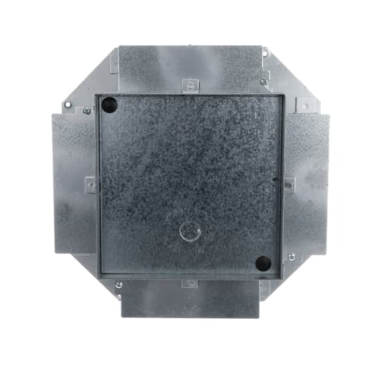 Four Gang Recessed Service Floor Box, 126 Cubic Inches for Device Access and 40 Cubic Inches for Device Compartments, Length 12-1/8 Inches, Width 12-1/8 Inches, Depth 3-1/2 Inches, Compartment Size Length 5-3/4 Inches, Width 2-3/4 Inches, Depth 2-1/2 Inches, 3/4 Inch and 1-1/4 Inch Knockouts, Galvanized Steel, Delivers Power, Communications and Data from Standard Conduit with No Exposed Service Fittings