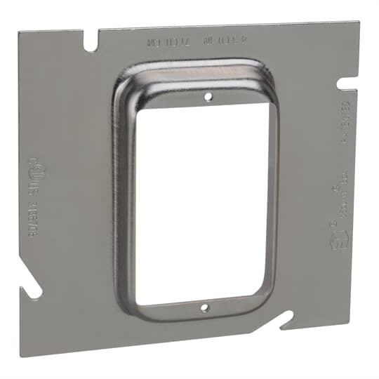 Single Gang Device Extension Ring, 4.3 Cubic Inches, 5 Inches Square x 5/8 Inch Raised, Pre-Galvanized Steel