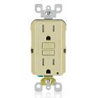 Self-Test Slim Tamper Resistant GFCI Receptacle. Nema 5-15R 15A-125V At Receptacle, 20A-125V Feed-through. Lighted - Ivory With Ivory Test And Reset Button.