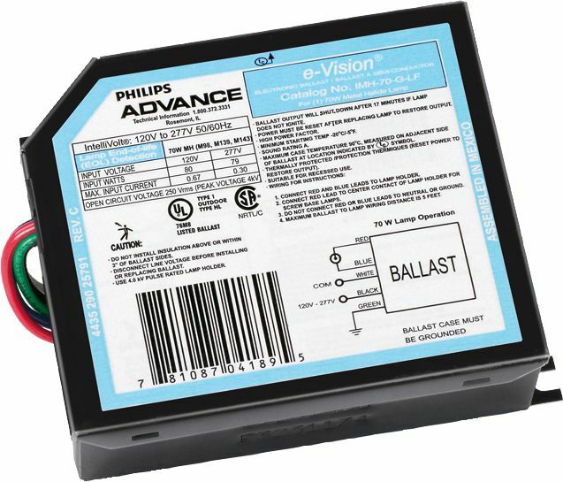 Signify Lighting, Ballast, e-Vision, Indoor, eHID, Min Start Temp -20C, Amps 0.47-0.21A, Average Life 26280HRS, Volts 120-277V, Watts 50W, Non Dimmable, Number of Lamps 1, Ballasts Factor 1PCT, Input Frequency 50/60HZ, Programmed Start No, Certifications are ULISOFCCCSA, RoHS