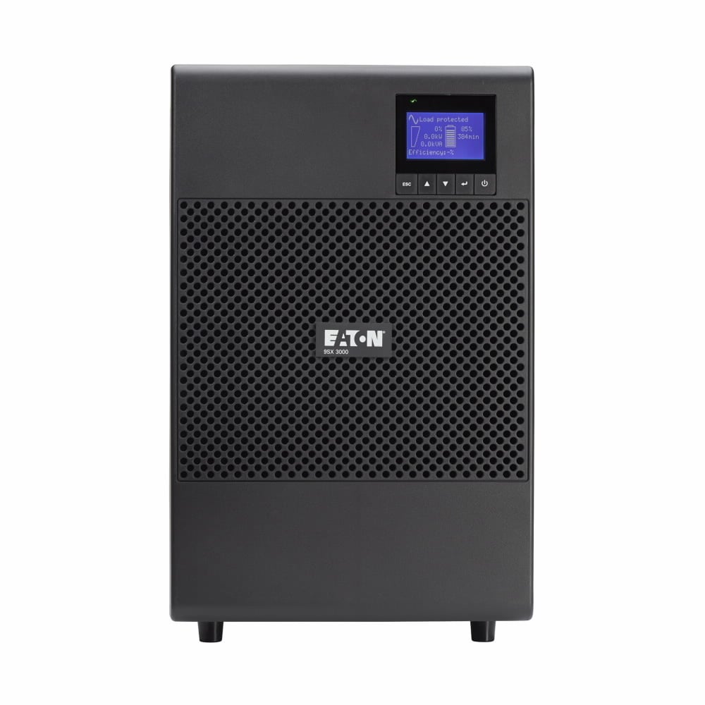 Eaton 9SX online, extended runtime UPS, 3000 VA, 2700 W, 120V, L5-30P input, Outputs: (4) 5-20R, (1) L5-30R, 13.6"Hx8.4"Wx16.2"D, 77.2 lb., network card optional