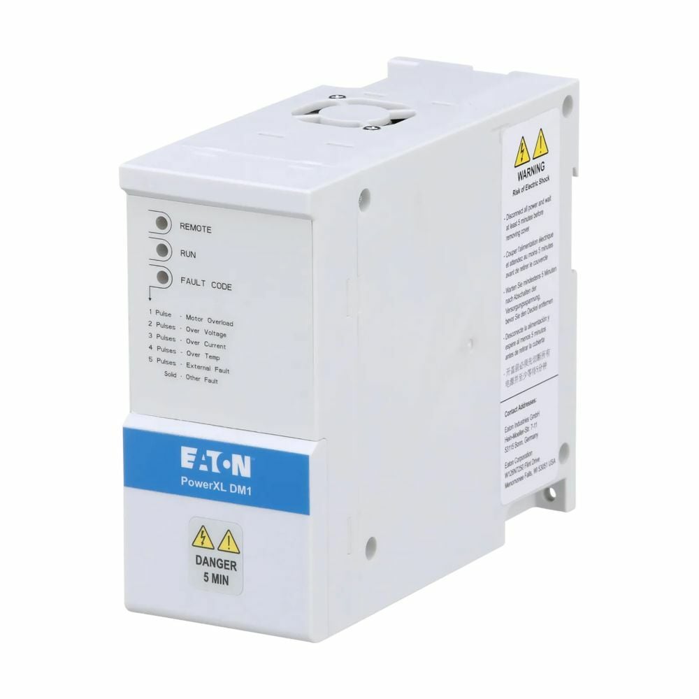 Eaton PowerXL DM1 series micro drive, Three-phase, 400 V, 5.6 A, Internal EMC filter, Internal brake chopper, IP20, No ST0 and no ethernet communications
