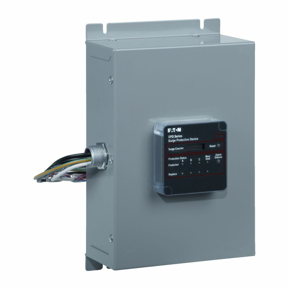 Surge Protection Device, SPD series, 50 kAIC, 120/208V wye (4W+G), Standard feature package and surge counter, NEMA 1 enclosure, External side mount, 150 L-N, 150 L-G, 150 N-G, 300 L-L operating voltage
