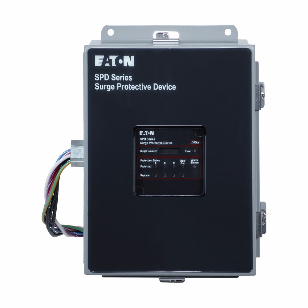 Surge Protection Device, SPD series, 100 kAIC, 277/480V wye (4W+G), Standard feature package and surge counter, NEMA 4 enclosure, External side mount, 320 L-N, 320 L-G, 320 N-G, 640 L-L operating voltage