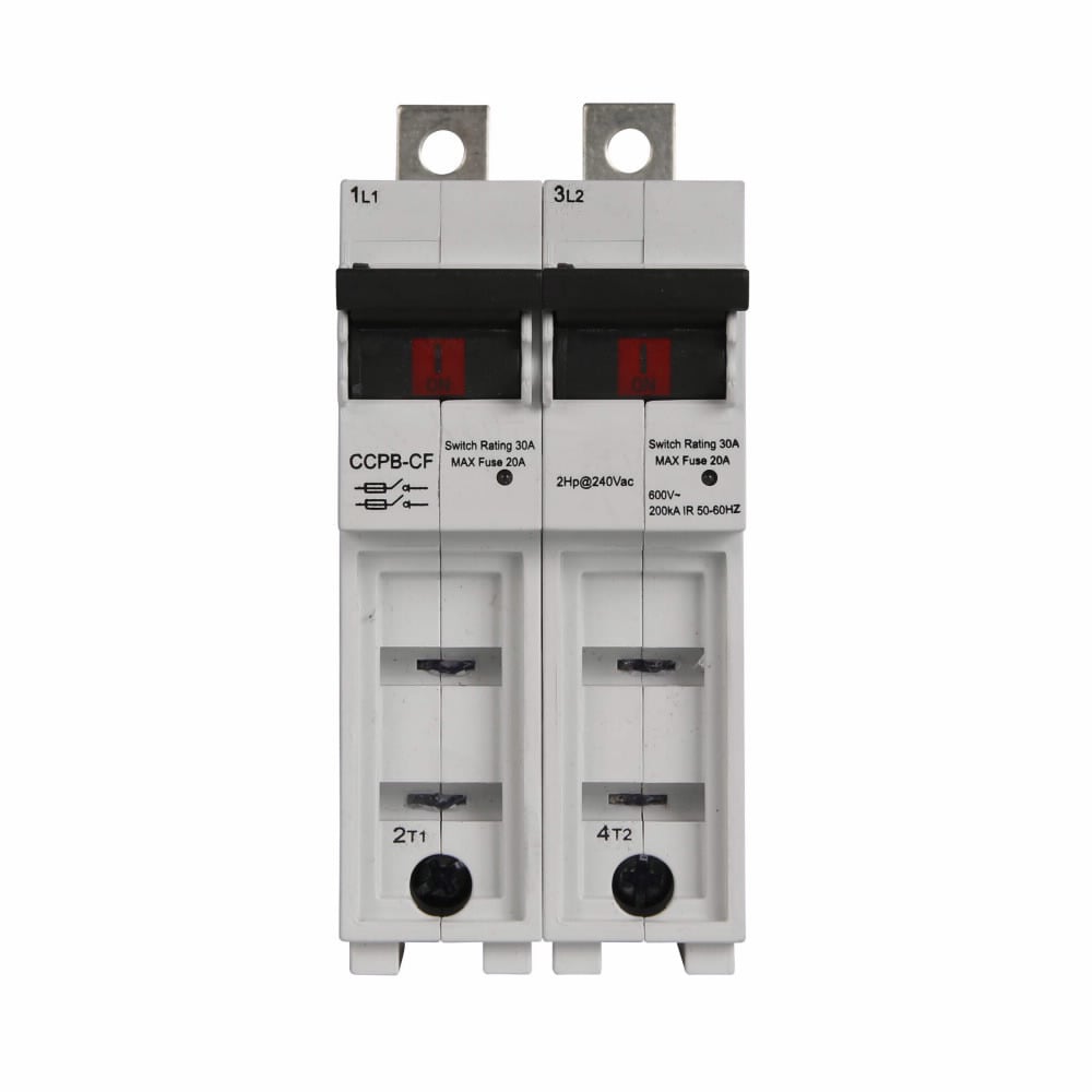 Eaton Bussmann series CCPB UL98 fusible disconnect, Finger Safe, Lock-On provision, 600V, 15A, UL98 fusible disconnect, Two-pole, Class CF, 200KA