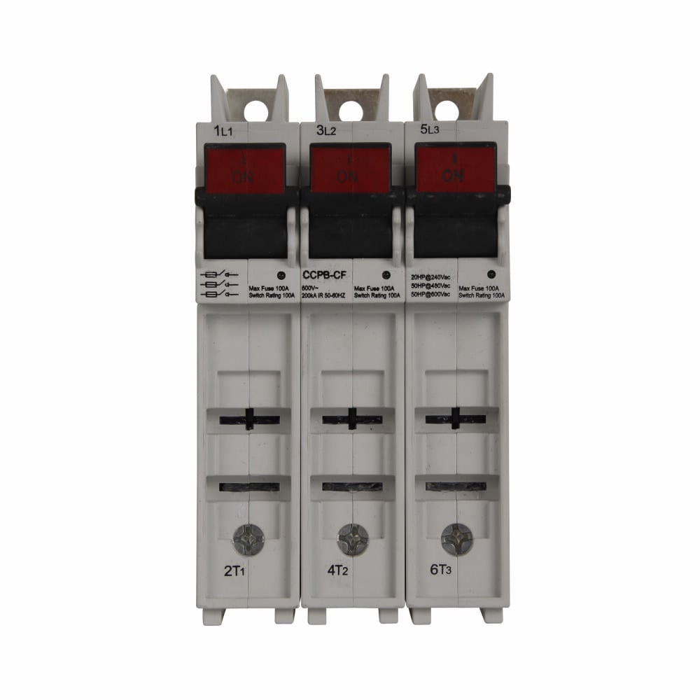 Eaton Bussmann series CCPB UL98 fusible disconnect, Finger Safe, Lock-On provision, 600V, 100A, UL98 fusible disconnect, Three-pole, Class CF, 200KA