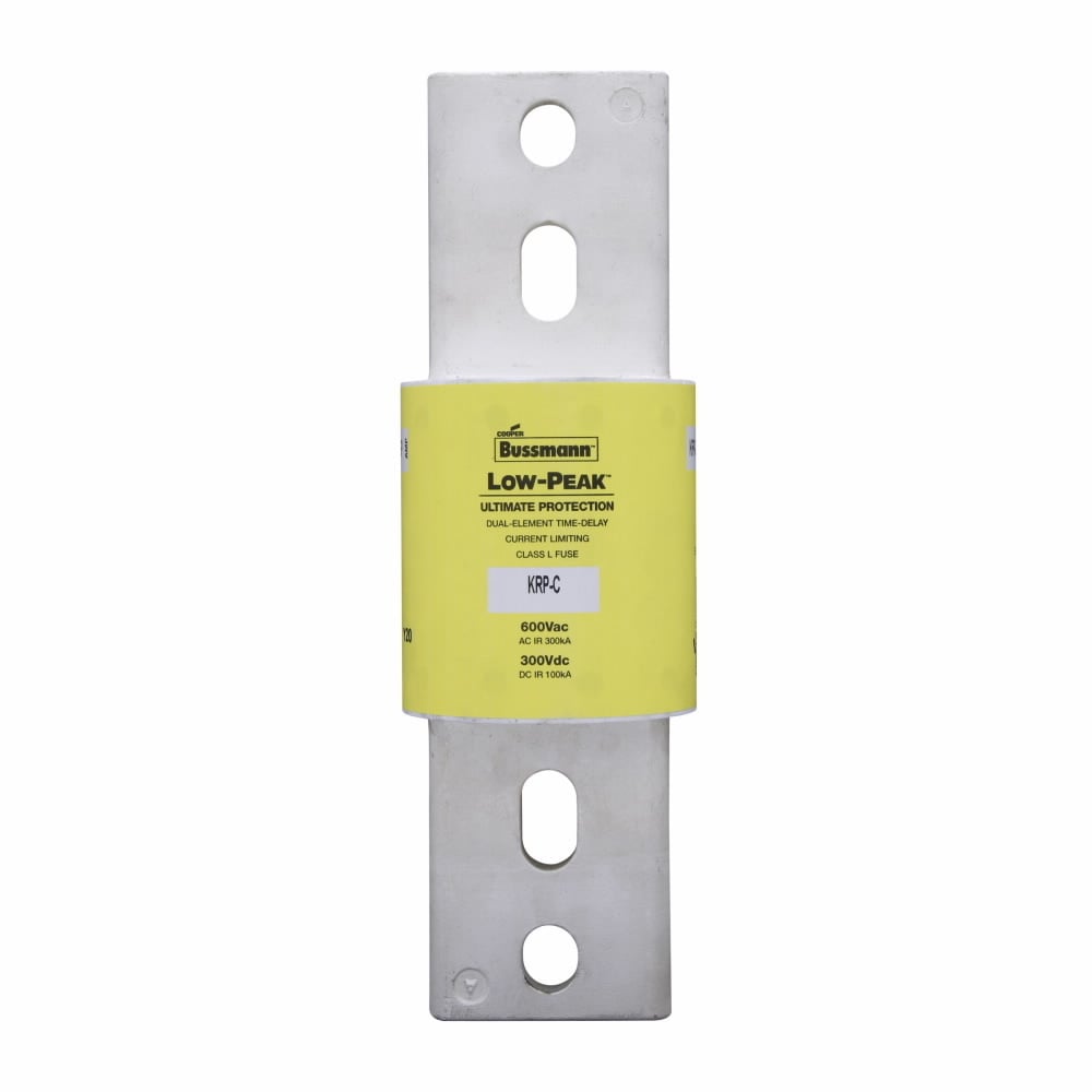 Eaton Bussmann series KRP-C fuse, Current-limiting time-delay fuse, 2000 A, L, Non-indicating, Bolted blade end x bolted blade end, 4 sec at 500%, 300 kAIC at 600 V,100 kAIC Vdc, 600 V, 300 Vdc