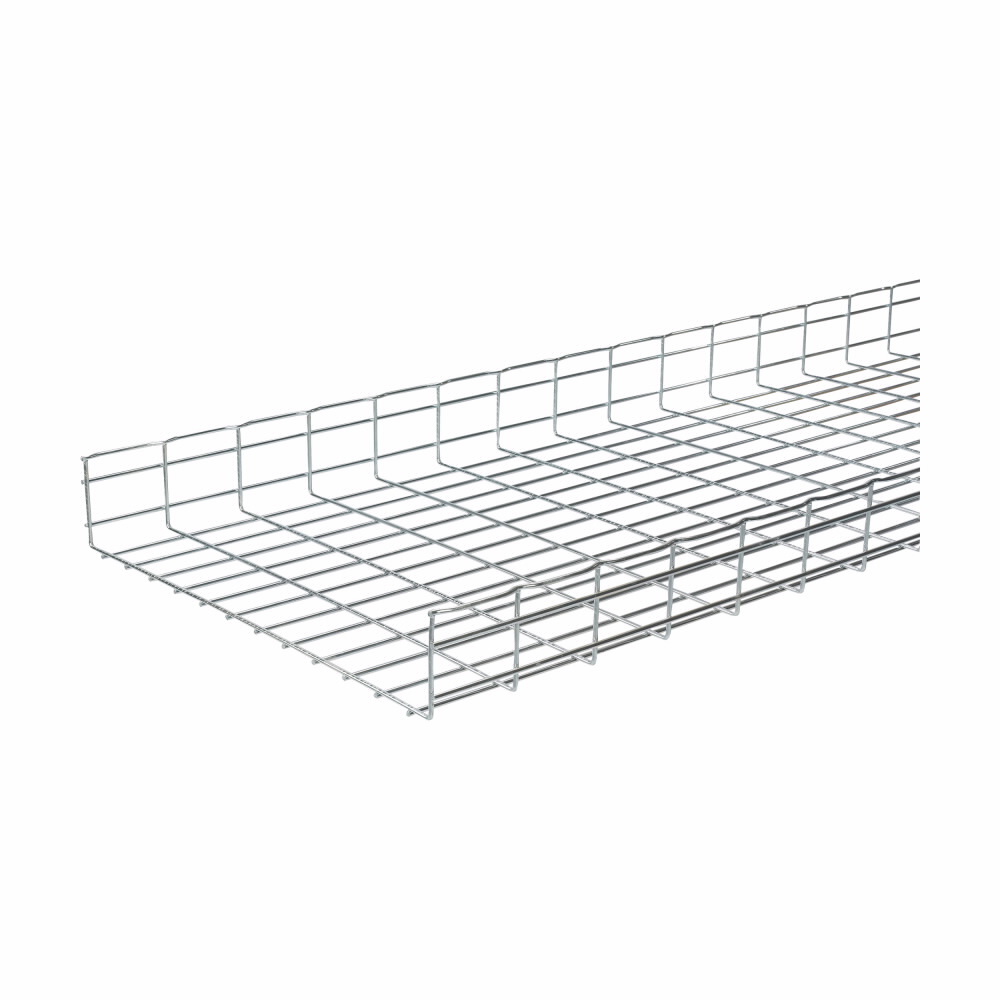Eaton B-Line series Flextray 4" deep straight section, Electroplated zinc galvanized, Steel, 15.8" actual area inside tray, 4"deep flex tray