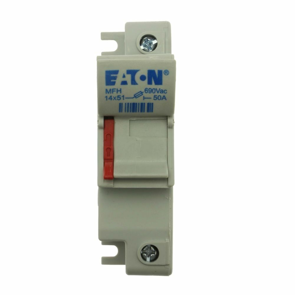 Eaton's Bussmann series 1-Pole modular fuse holder, rated at 690 V a.c./750 V d.c. (IEC), 700 V a.c. (UL), 50 Amps (IEC and UL), suitable for 14 x 51 mm Cylindrical fuses