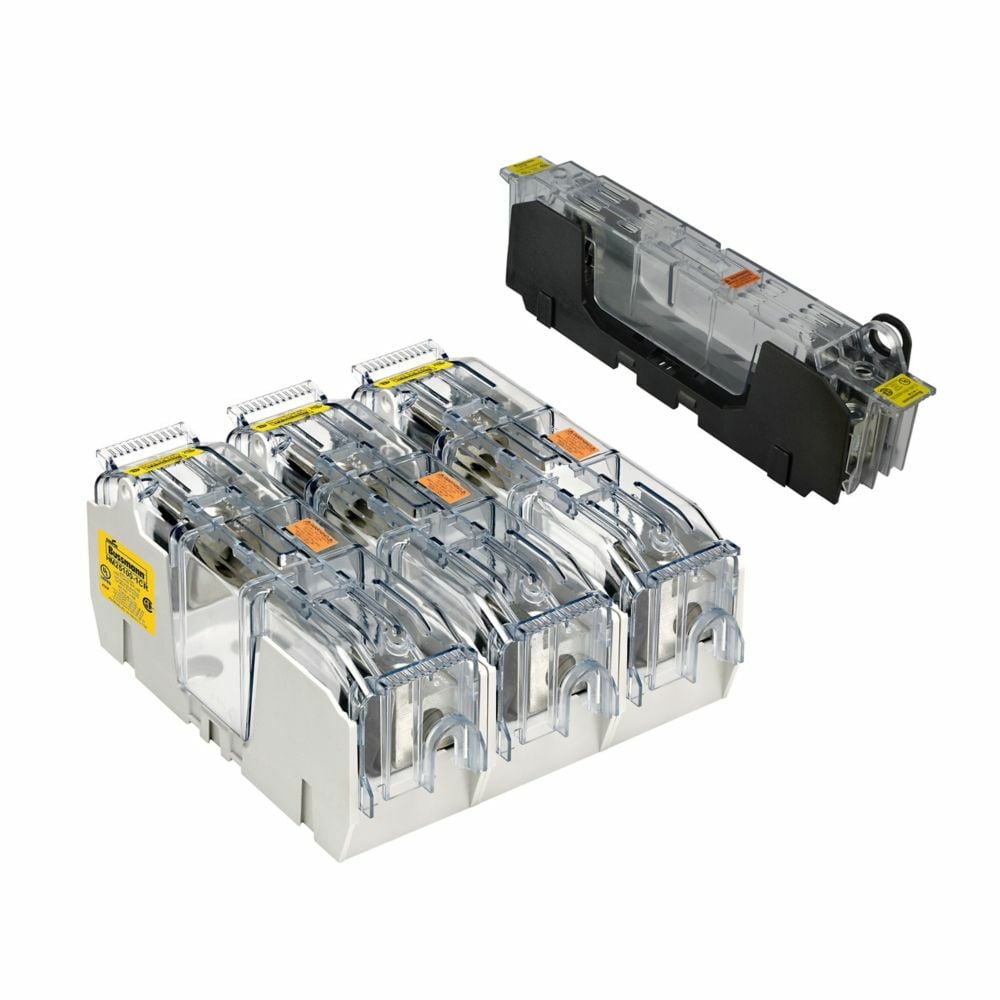 Eaton Bussmann series HM power distribution fuse block, 250V, 60A, Box lug, Three-pole, 24