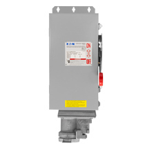 Eaton Crouse-Hinds series Arktite WSRD interlocked receptacle with enclosed safety disconnect switch, 100A, Three-wire, four-pole, Brass contacts, Solid door, Fused, Style 2, Cutler-Hammer, Sheet steel, Spring door, 480/600 Vac