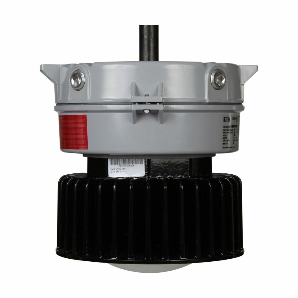 Eaton Crouse-Hinds series Champ VMVL LED fixture, Cool white, 70W HID equivalent, No guard, Glass lens, 3000 lumens, 123 lm/W, Die cast aluminum, Ceiling mount, Type V, 3/4" trade size, 100-277 Vac, 127-250 Vdc, 28W