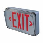Eaton Crouse-Hinds series CCH UX LED exit sign, 0.03A/0.08A, Silver housing, Green horizontal lettering, Die cast aluminum, Wall, ceiling, end mount, Class I, Division 2 Groups A, B, C, D rating, self-diagnostic, 120/277 Vac, 2.3W/3.0W