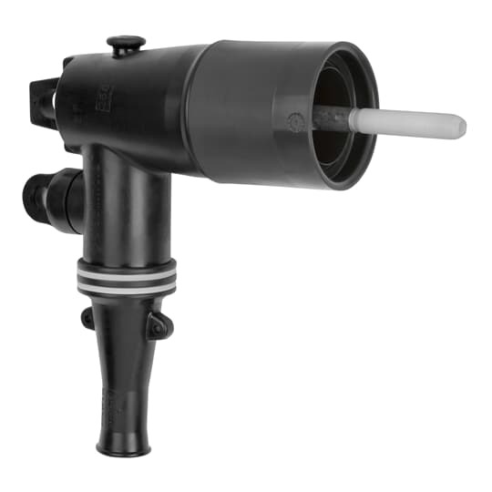 15/25kV, 200 Amp, Deadbreak Elbow Connector with Test Point, Cable Insulation Diameter 0.890-1.220 inches (22.61-30.99mm), Bi-Metal Lug, Conductor Size 240 - 1/0 Stranded/Compressed or  2/0 Solid/Compact.  Kit Includes Elbow Connector Housing, Lug, Probe, Probe Wrench, Bail Assembly, V.D. Cap-Peroxide, Tube of Lubricant, Crimp Chart and Installations Instructions.  5.454 x 9.03 inches tall, 2.097 inch diameter.  Includes Cold Shrink-Fit Jacket Seal Kit
