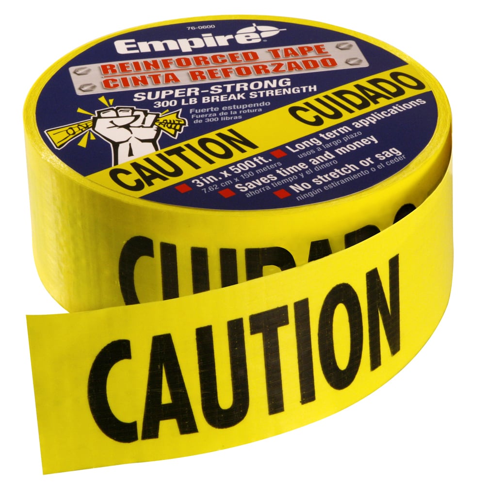 500 ft. Reinforced Yellow Barricade Tape - CAUTION/CUIDADO