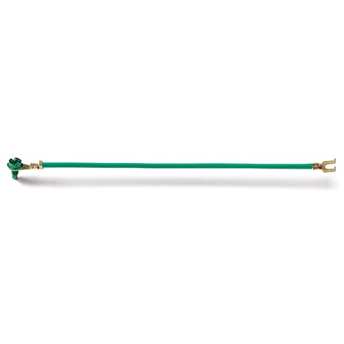 EPCO, Ground Bonding Pigtail, PigTails, Insulated Stranded Wire, Conductor Size: 14 AWG, Insulation: THHN, Length: 8 IN, Includes: (1) Flanged Spade Terminal,Captive GSH Ground Screw, Bulk