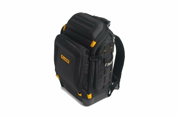 Rugged waterproof molded bottom offers protection from the elements and keeps the backpack standing for convenient access to tools Three main storage compartments for test tools, hand tools, and a laptop/tablet Built with durable high-quality polyester For the professional is built with durable high-quality polyester and features over 30 heavy-duty pockets for storing and carrying your tools to the next job.  Three main storage compartments for test tools, hand tools, and a laptop/tablet, a fourth smaller molded pocket for protection of smaller items.  Rugged waterproof molded bottom offers protection from the elements and keeps the backpack standing for convenient access to tools.