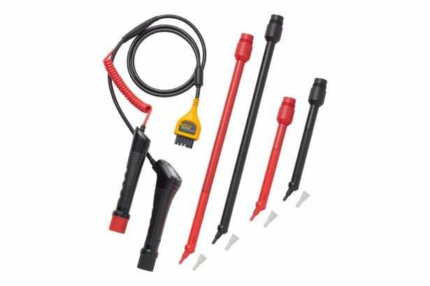 Intelligent angled test probe set for Fluke BT520 Battery Analyzer (temperature measurement function not included) and Fluke BT521 Battery Analyzer (temperature measurement function included). The BTL20ANG has a built in LCD display, tri-light LED for pass/fail warning indication, voice count for battery ID and integrated save button. Comes with both long probe extenders for use in hard to reach battery cabinets. Angled probe tip allows for easier access to battery terminals inside deep cabinets. Coil connecting the positive and negative probes is out of the way, so there is no tangle and less of a chance for snagging onto obstacles. The BTL20ANG has a built-in LCD display on the handle, so there is no need to look at the instrument while taking a measurement. The SAVE button is conveniently located on the probe handles.