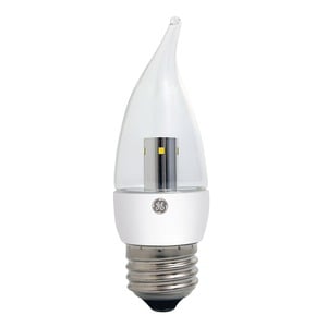 GE LED Lamps, 4 WTT, 300 LM, 2700 K, Dimmable, CA11, Medium Screw Base, 15000 HR Average Life
