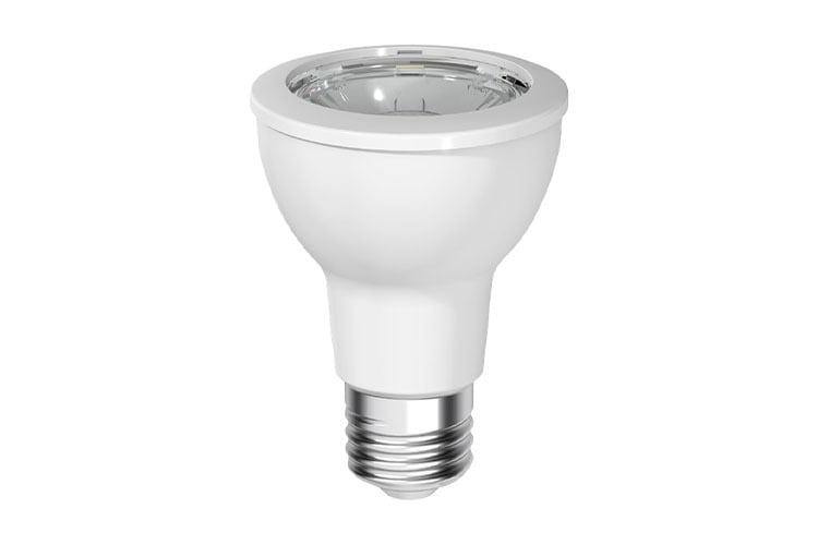 GE LED Lamps, White, Narrow Flood, 7 WTT, 500 LM, 2700 K, 71.4 CRI, Dimmable, PAR20, Medium Screw Base, 3.5 IN Length, 25000 HR Average Life