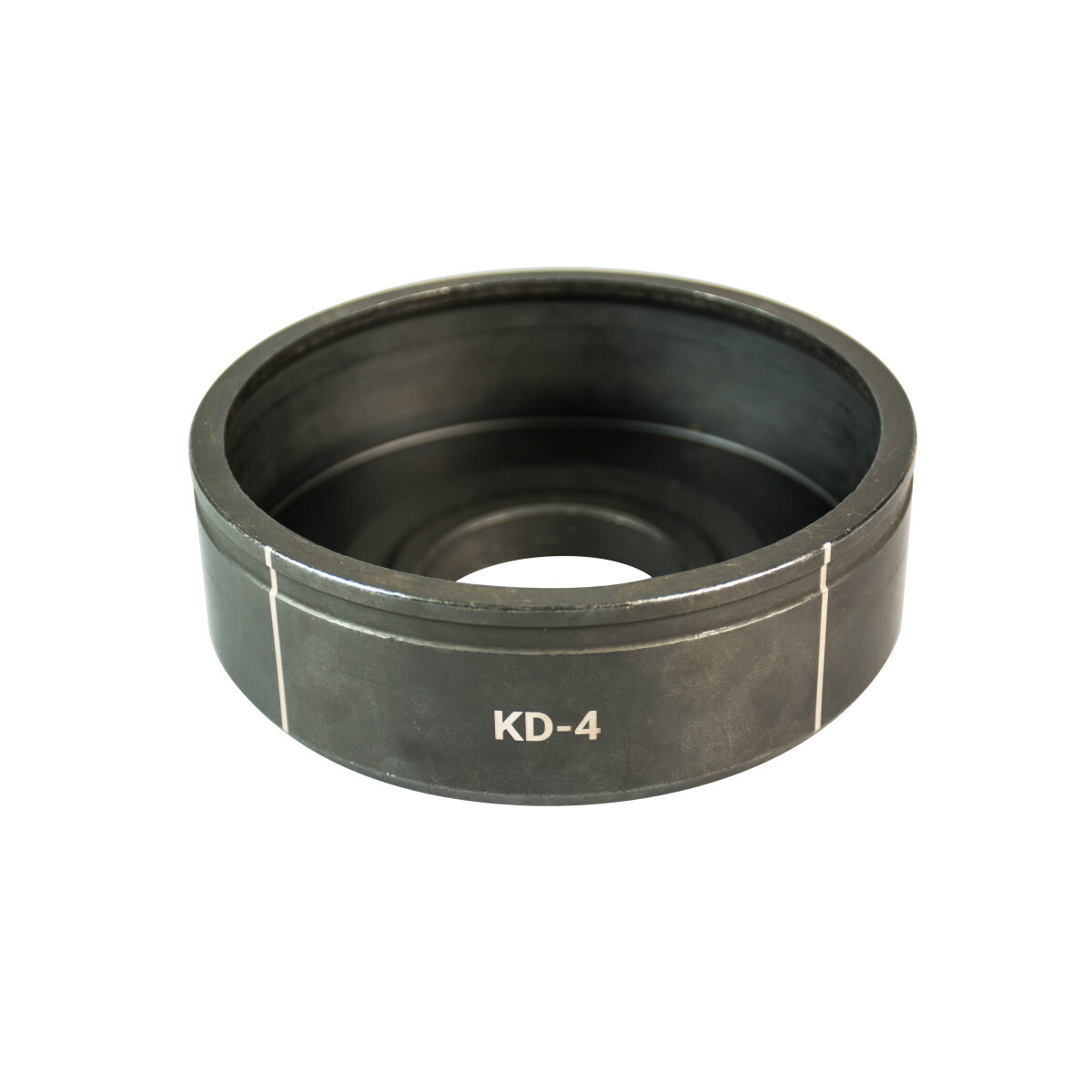 4" Conduit Size Knockout Die.  Optimized for widest range of materials and drivers.  Alignment markings for improved accuracy.  Laser markings for quick part identification.  Made in USA