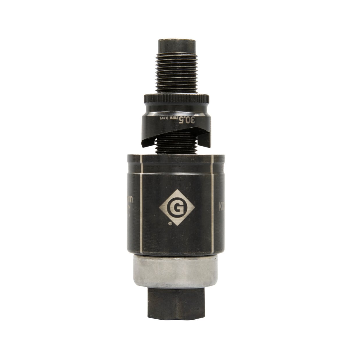 30.5 mm Slug-Buster Manual Knockout Set.  Unique punch profile splits slugs allowing for easy slug removal.  Knurled edge for better grip.  Laser markings for quick part identification.  Alignment markings for improved accuracy.  Punch and die Made in USA.  Replaces 60246