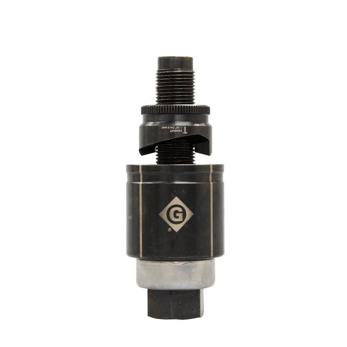 Unique punch profile splits slugs allowing for easy slug removal.  Knurled edge for better grip.  Laser markings for quick part identification.  Alignment markings for improved accuracy.  Punch and die Made in USA.  Replaces 7211BB-1