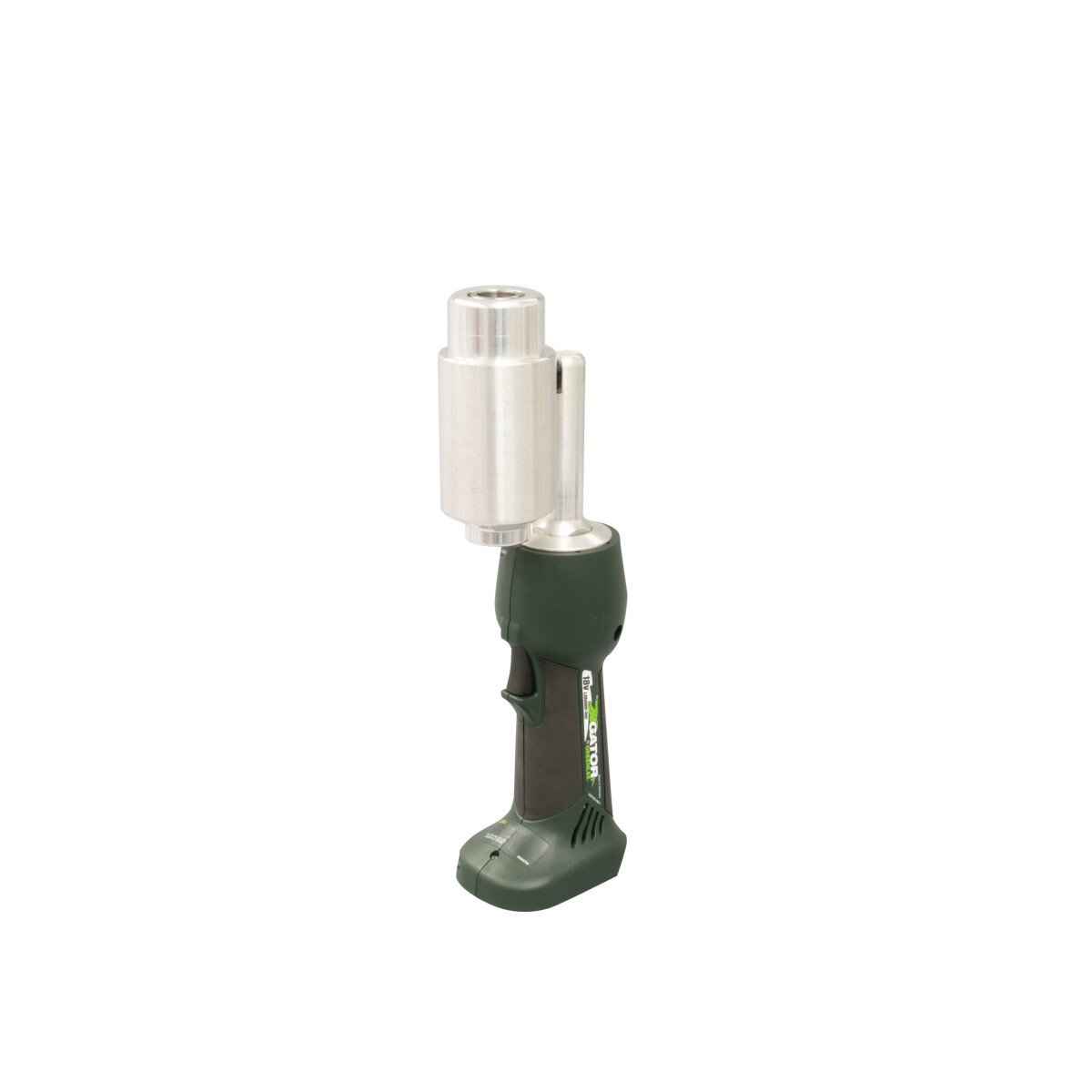 Over 7 tons of punching force.  Durable, rugged neck.  360 Deg Rotating Head - rugged, patent-pending swivel design to punch at any angle.  Compact, Ergonomic Design - ergonomic tapered grip for easy one-handed operation.  Time Saver - maximum cycle time of 8 seconds.  Auto-stop detects punch completion and automatically stops the ram, for longer tool life.  Gator Eye Compatible - with i-press software, monitor tool performance and set service intervals.  Driver made in Germany.  Punches, dies, draw studs, battery, charger and case sold separately