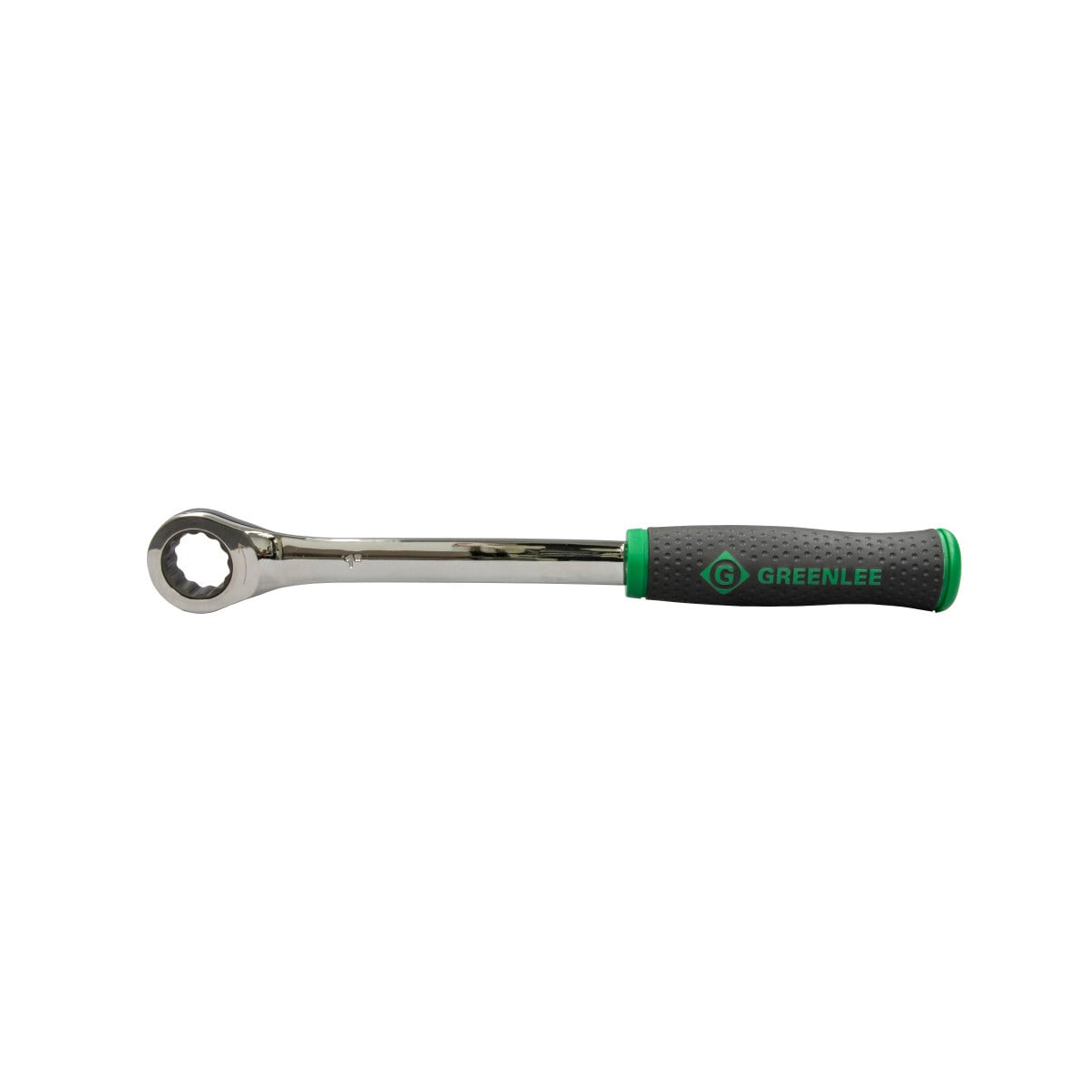 High-leverage wrench with five-degree ratcheting mechanism provides versatility and accessibility in tight spaces. The long, overmold handle offers greater leverage, comfort and grip.