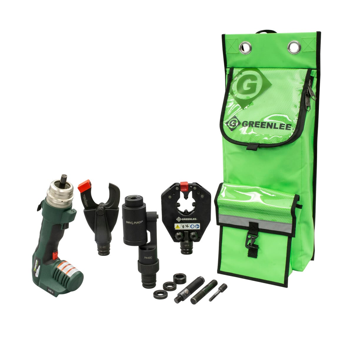 Interchangeable heads allow for the tool to be customized to meet individual needs - cut wire, crimp lugs, and punch holes with one tool. Inline design for easy, one-handed operation, 360 head rotation enables maneuverability in tight spaces.Built-in sensors and LED indicators ensure tool performance, monitor battery life and indicate when the tool requires service.3-in-1 tool saves valuable cargo space and eliminates trips back and forth to the truck searching for different tools.