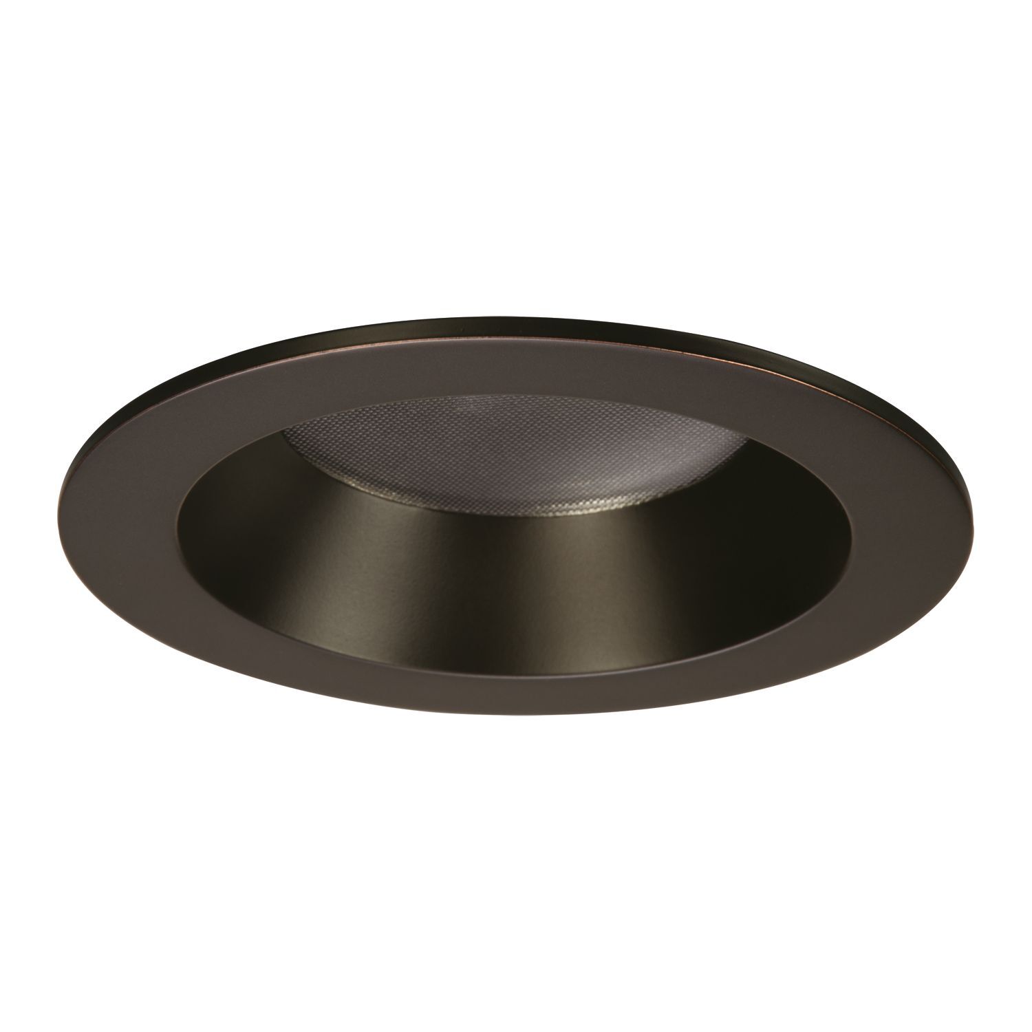 3.25" aperture conical reflector, open, self-flanged, microprismatic lens, oil rubbed bronze reflector and flange