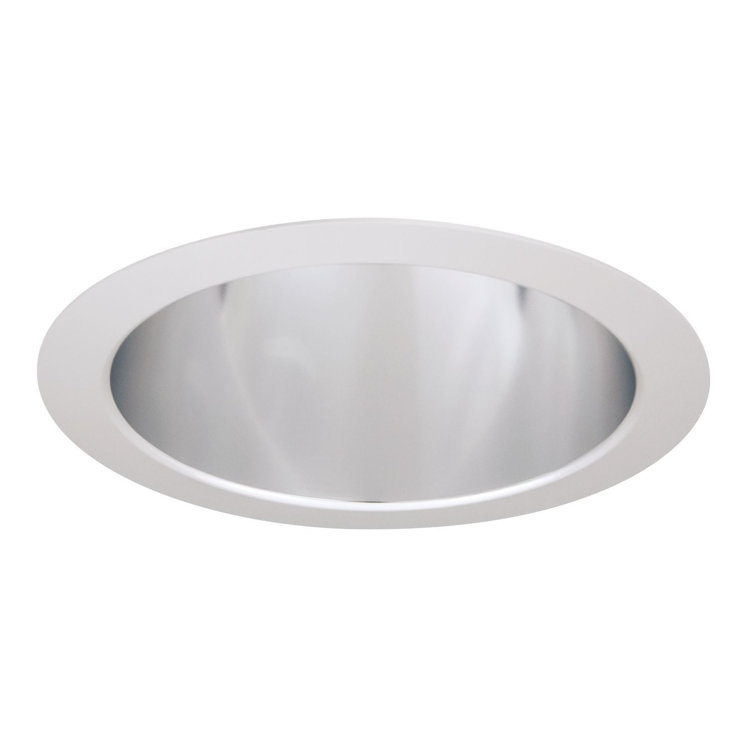 6" conical Reflector, wide 65 degree beam angle, Specular clear, Polished flange
