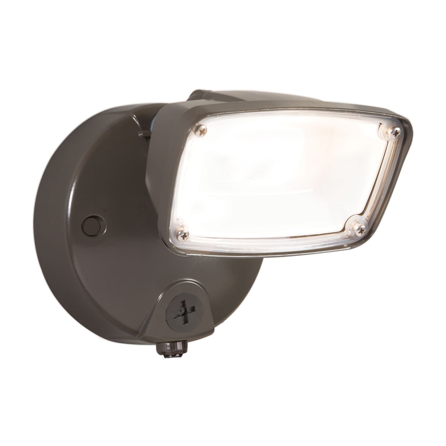 Small Single LED Flood, Selectable CCT, Photocontrol, Bronze