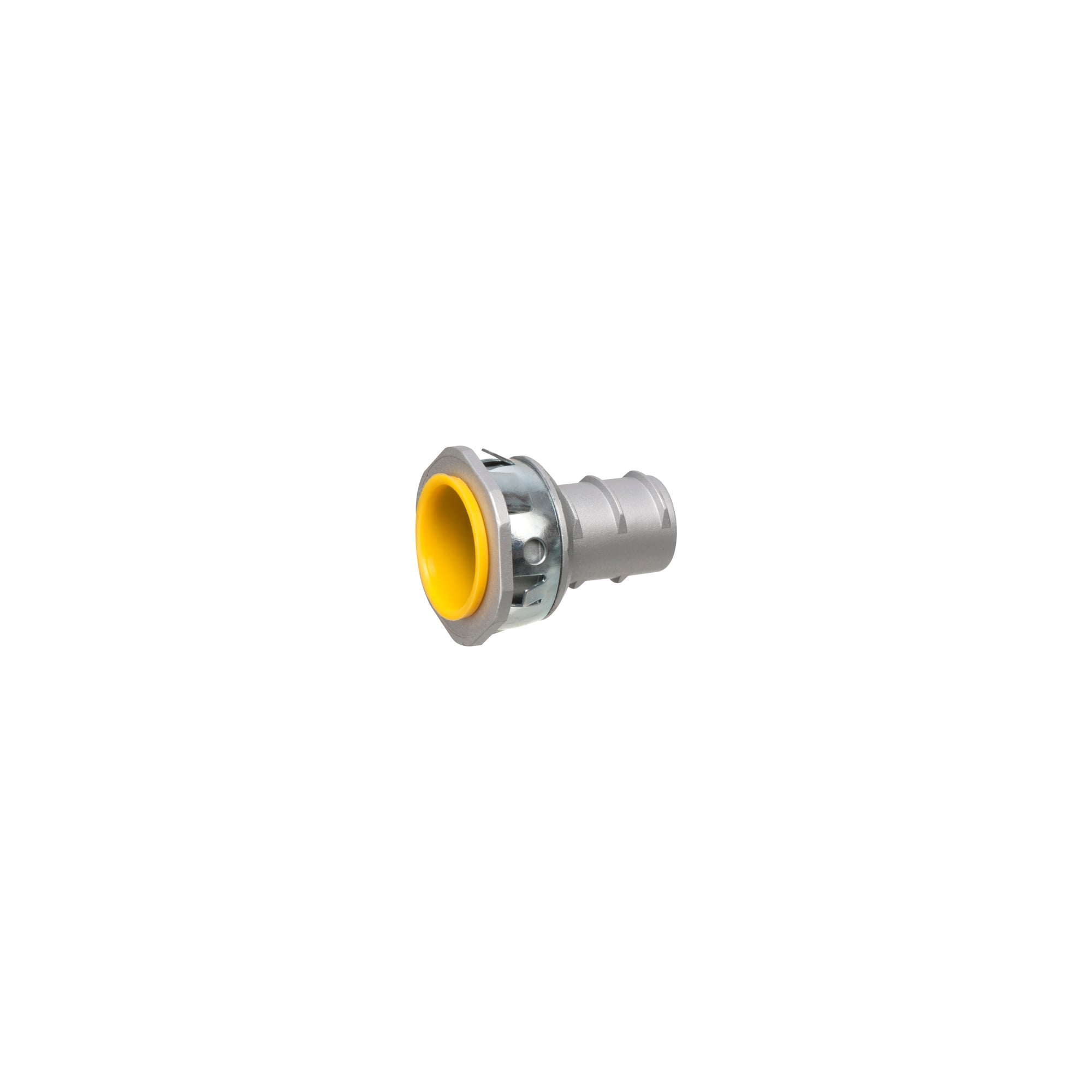 3/4" knockout snap tite connector for 1/2" flexible metal conduit. No tools required for installation. Designed for use in new or old work. Mounts from inside the box. Insulated throat.