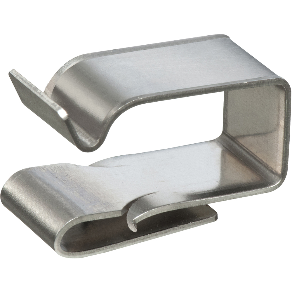 Snap on wire clip, stainless steel. Designed to hold cable cords firmly in place. Ideal for solar panel installations.