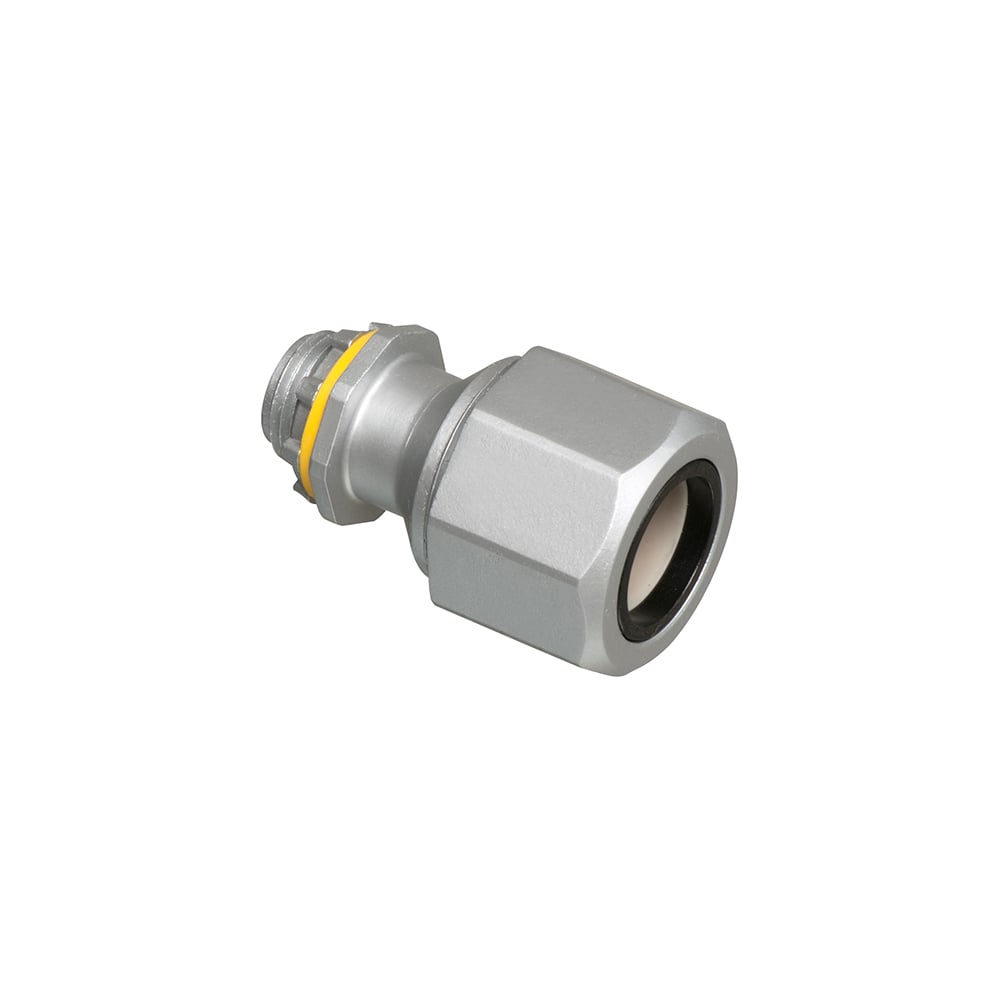 Liquid tight concrete tight zinc fitting for PVC jacketed MC cable and tech90 cable. Cable Range .550 to .765. 1/2" Trade Size.