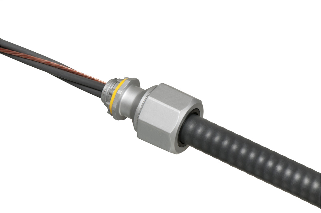 Liquid tight concrete tight zinc fitting for PVC jacketed MC cabl