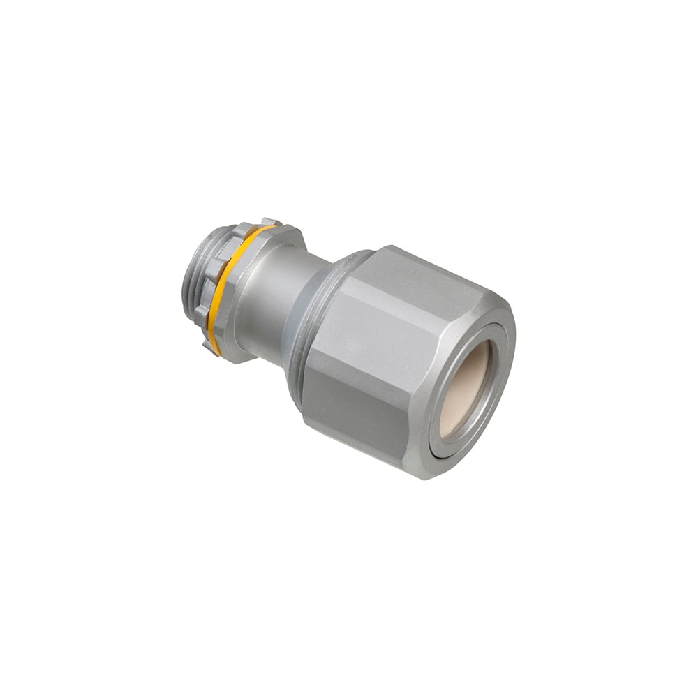Liquid tight concrete tight zinc fitting for PVC jacketed MC cable and tech90 cable. Cable Range .725 to .980. 3/4" Trade Size.