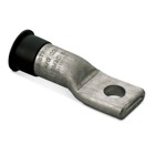 Tin-Plated Aluminum Compression One-Hole NEMA Lug - Wire Range 1/0 Stranded - Compressed - ACSR, 2/0 Compact.  Installing Dies TU, 52, BG, 243, 5/8, CSA22.  Length 3-1/8 inch.  Pad 57/64 inch wide x 1-5/16 inch x 7/32 inch thick.  (1) 9/16 inch Diameter Hole.  Barrel 1-3/8 inch.  Oxide Inhibitor.  Yellow Cap.  For use with 1/2 inch bolts.    Dual Rated for Aluminum and Copper Conductors