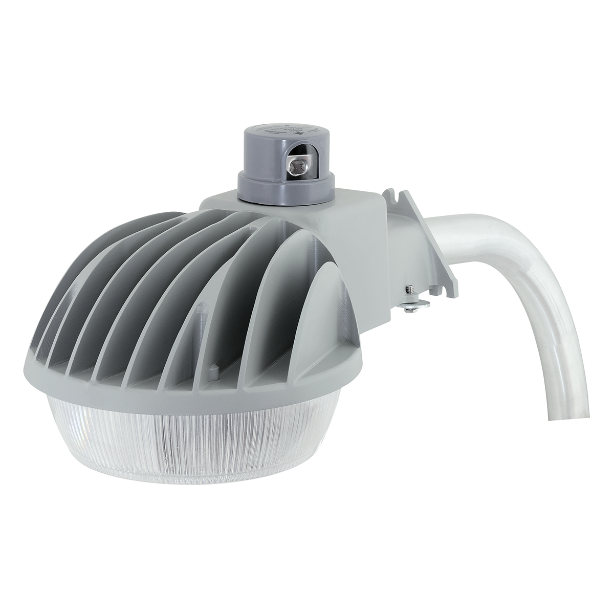 DDL Multi-purpose Dusk-to-Dawn LED Luminaire, Mounting Type: Arm and Wall (surface), Light Distribution: IES Type II and IES Type III and IES Type V, Color: Gray. in