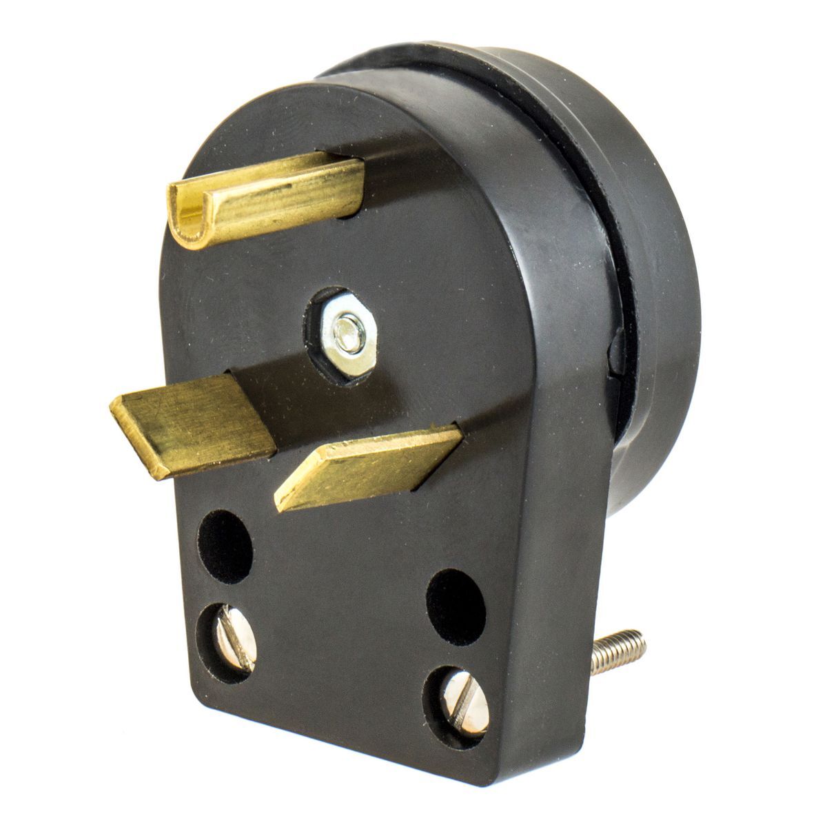 Straight Blade Devices, Male Plug, Nylon, Heavy Duty, Industrial/Commercial Grade, Angled, 2-Pole 3-Wire Grounding, 30A 125V, TT-30P, Single Pack.