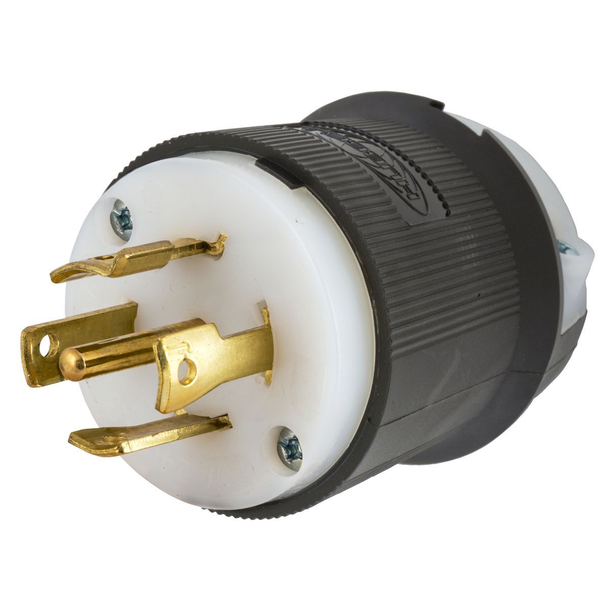 Locking Devices, Twist-Lock,Insulgrip Plug, 30A, 4 Pole, 5 Wire Grounding, 240/415 VAC, 3 Phase Y, NEMA L26-30P, Black and white Nylon