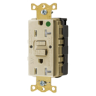Hubbell Wiring Device Kellems, Power Protection Products, GFCIReceptacle, Duplex, SNAP-Connect, Hospital Grade, Self Test, Tamper andWeather Resistant, 20A 125V, 2-Pole 3-Wire Grounding, 5-20R, Ivory, USA